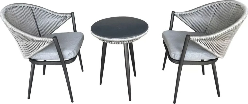 Stylowy zestaw balkonowy Levante z aluminium - 2 krzesła, stolik kawowy