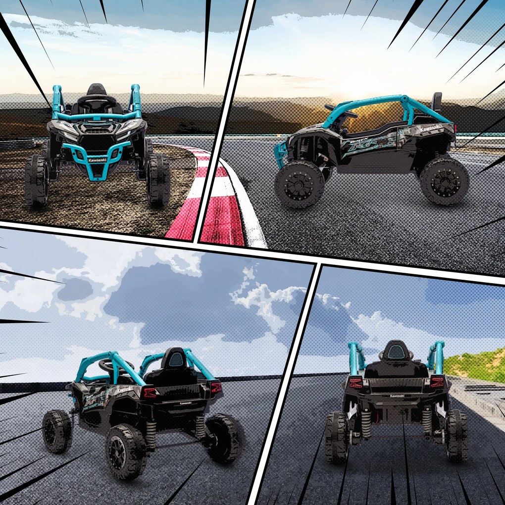 AIYAPLAY 12V Elektryczny pojazd terenowy dla dzieci, pilot, światła LED, muzyka, klakson, dla dzieci 3-8 lat, niebieski