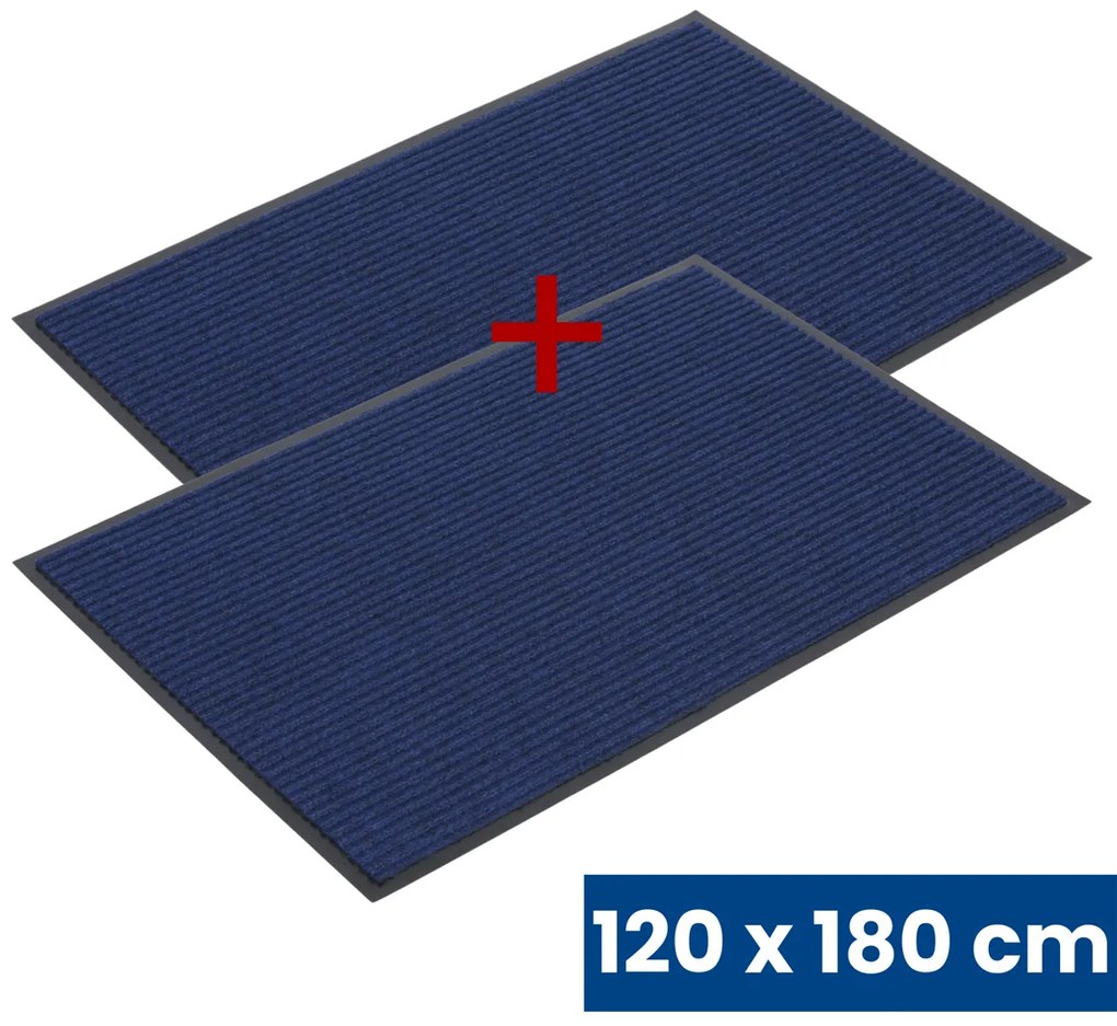 Trwała mata wejściowa z PVC 1+1 GRATIS, dywanowa, 120 x 180 cm, niebieska
