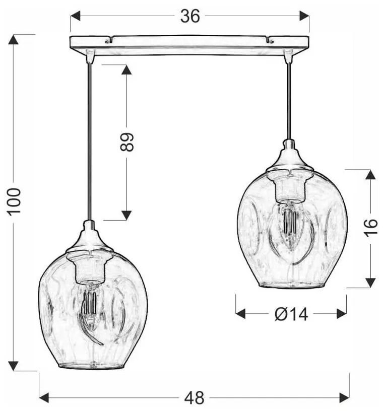 Czarna lampa wisząca ze szklanym kloszem 14x48 cm Aspa – Candellux Lighting