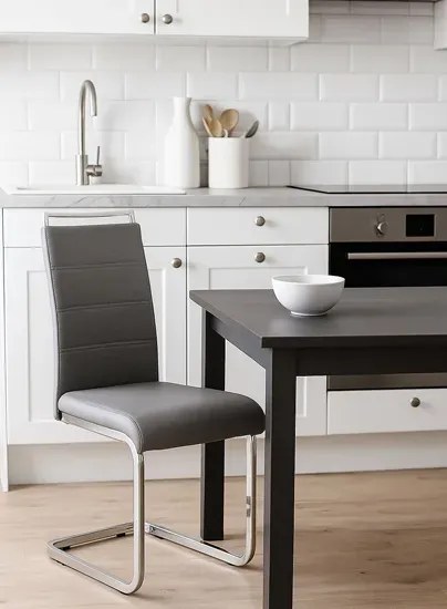 Beżowe nowoczesne krzesło na płozach B0-P43