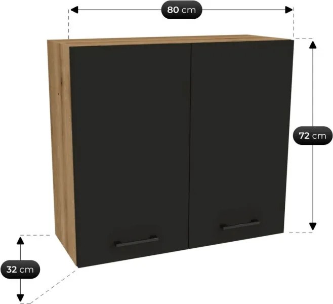 Zestaw Mebli Kuchennych MODERN 260 cm Czarny Loftowy