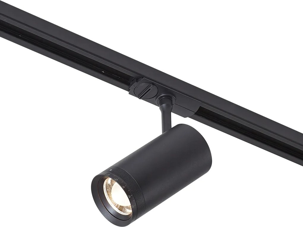 Nowoczesny czarny reflektor do 1-fazowego systemu szynowego z LED, obrotowy i przechylny - Iconic Zoom