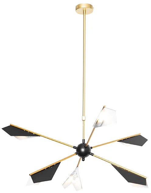 Designerska lampa wisząca czarna i złota 6-światłowa - SinemDesignerski Oswietlenie wewnetrzne