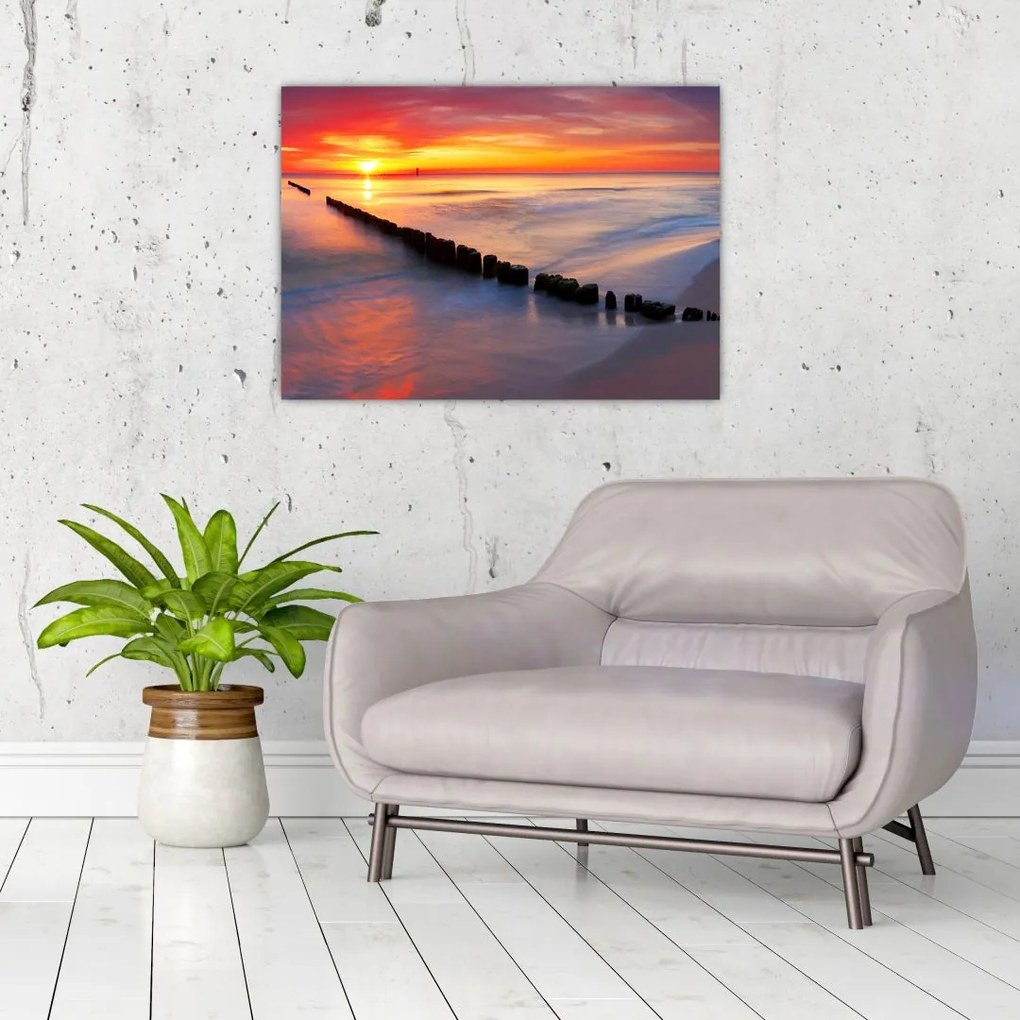 Obraz na szkle - Sunset, Baltic Sea, Poland (70x50 cm)
