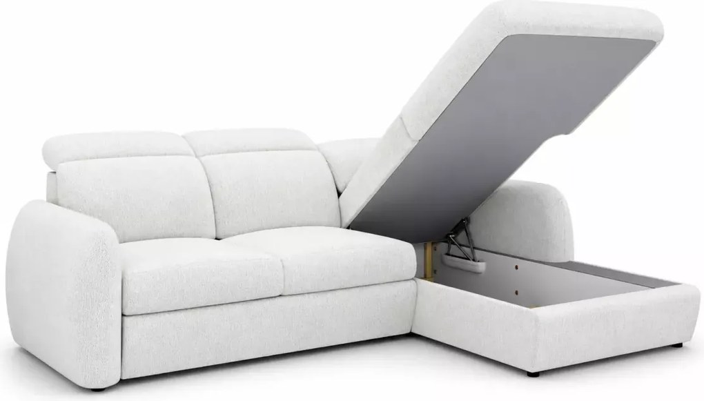 Narożnik z funkcją spania i pojemnikiem Sancho S elegancki z regulowanymi zagłówkami