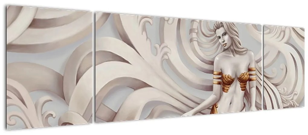 Obraz bogini z motywem kwiatowym (170x50 cm)