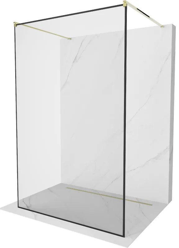 Mexen Kioto ścianka prysznicowa wolnostojąca 130 x 200 cm, czarny wzór 8 mm, złota- 800-130-002-50-70