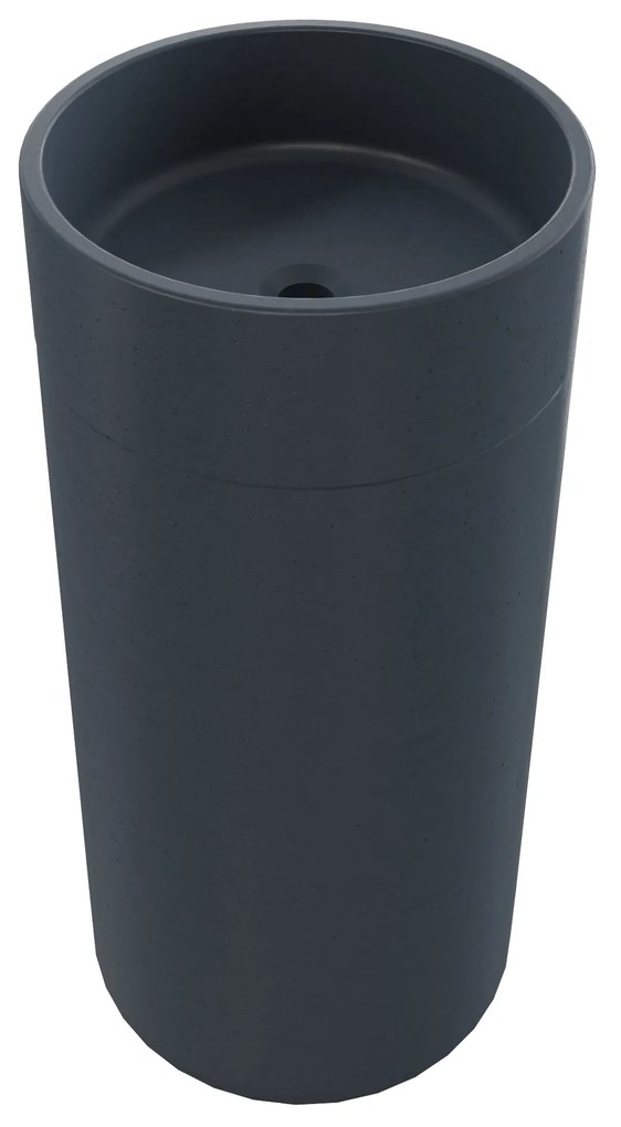 Umywalka betonowa wolostojąca bez otworu na baterię DELIS | Różne kolory : Kolor - Grafitowy, Podłączenie syfonu - Do ściany