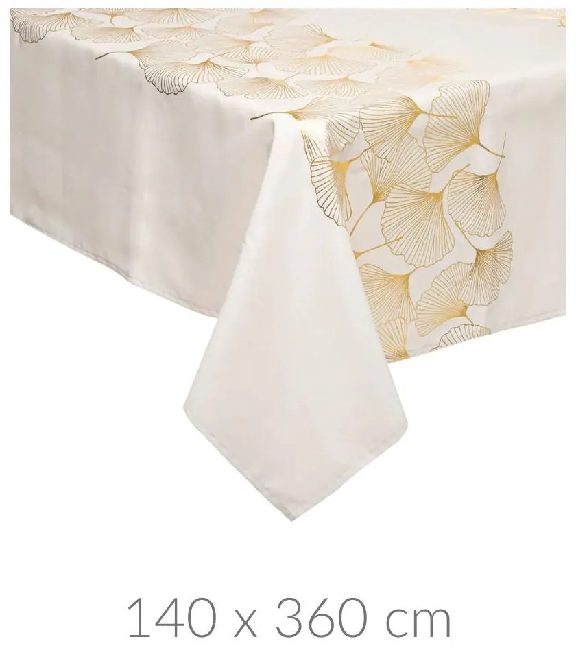 Obrus z wzorem miłorzębu GINKO, 140 x 360 cm