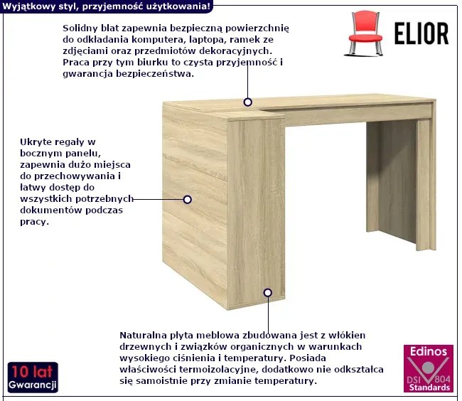 Biurko z ukrytym regałem w kolorze dąb sonoma N3-F90
