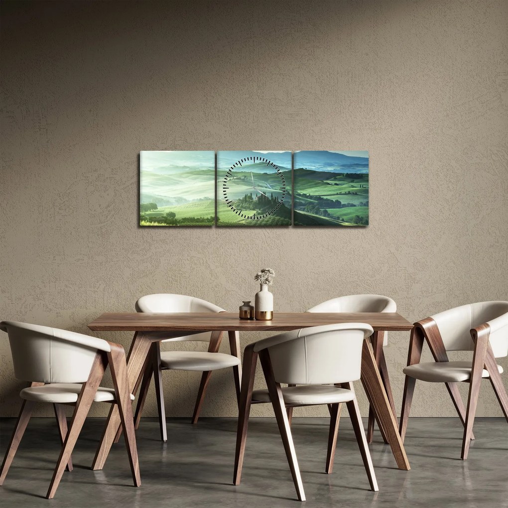 Obraz - Toskania, Włochy (z zegarem) (90x30 cm)