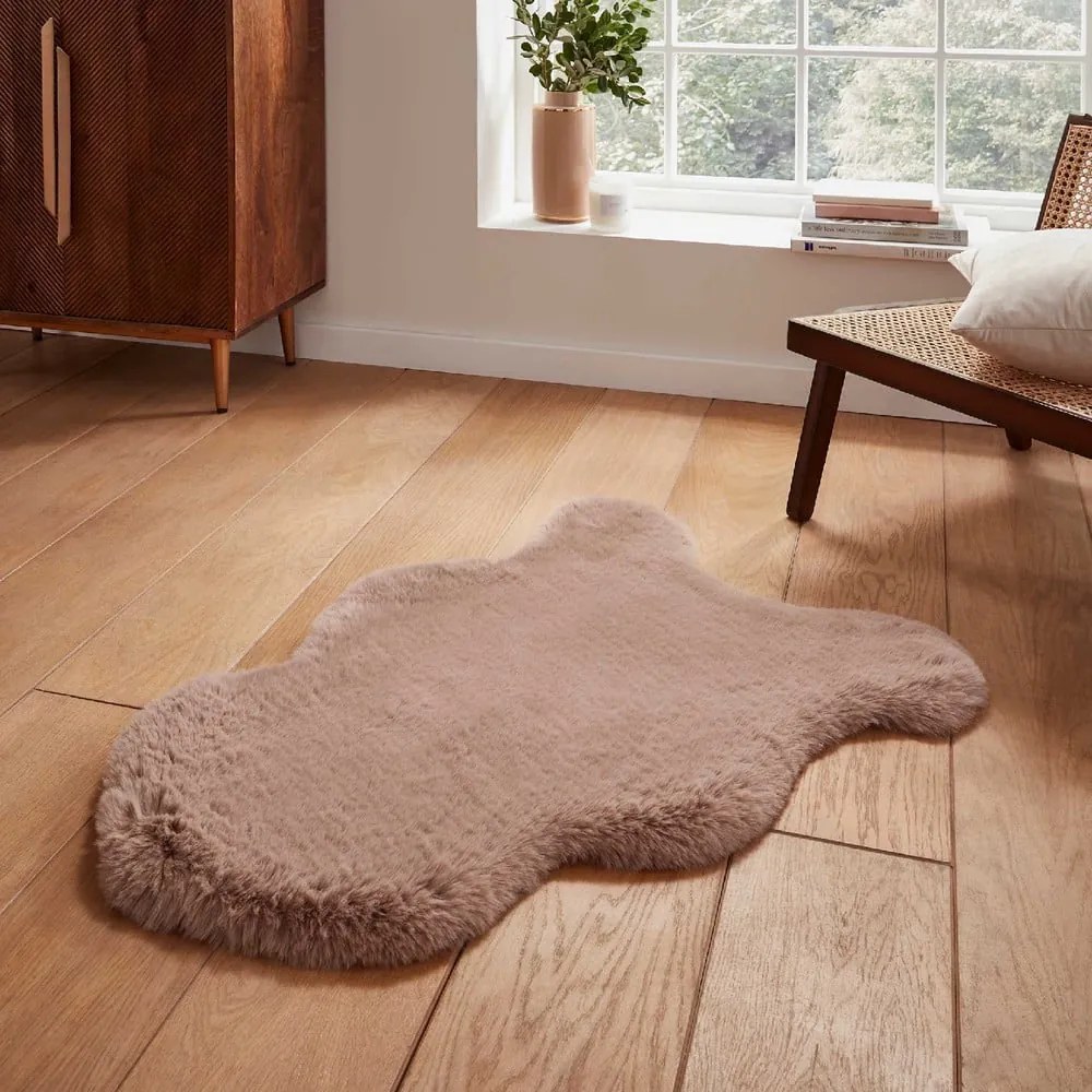 Jasnobrązowa syntetyczna skóra 60x90 cm Super Teddy – Think Rugs