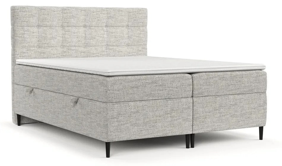 Jasnoszare łóżko boxspring ze schowkiem 160x200 cm Urbaneo – Maison de Rêve