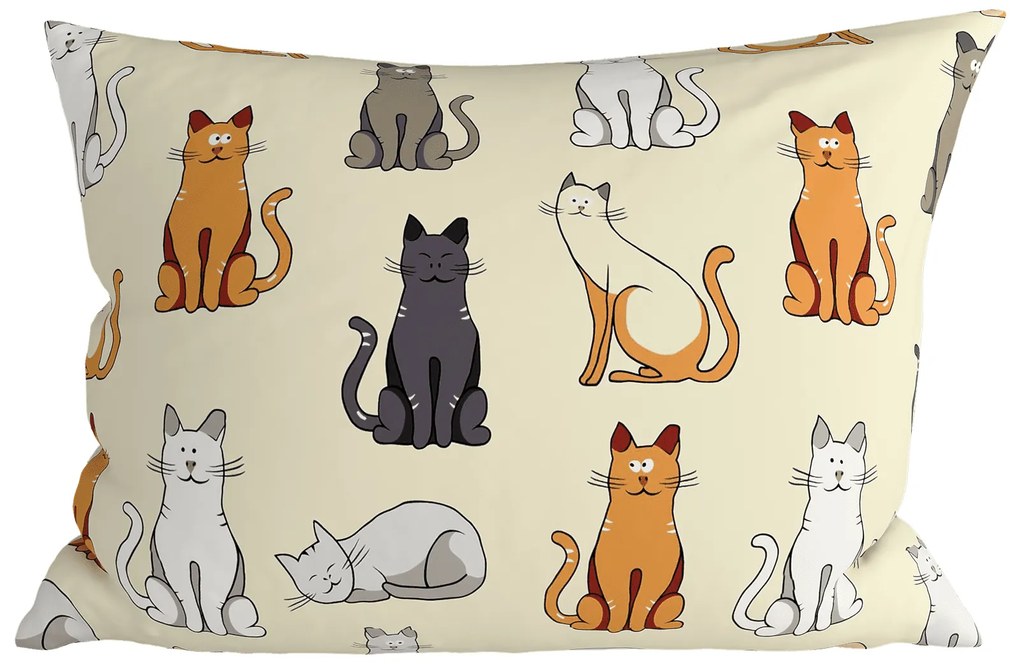 Zestaw 2 szt. dekoracyjnych poszewek na poduszki COLORED CATS BLEND 50x70 cm, kremowy