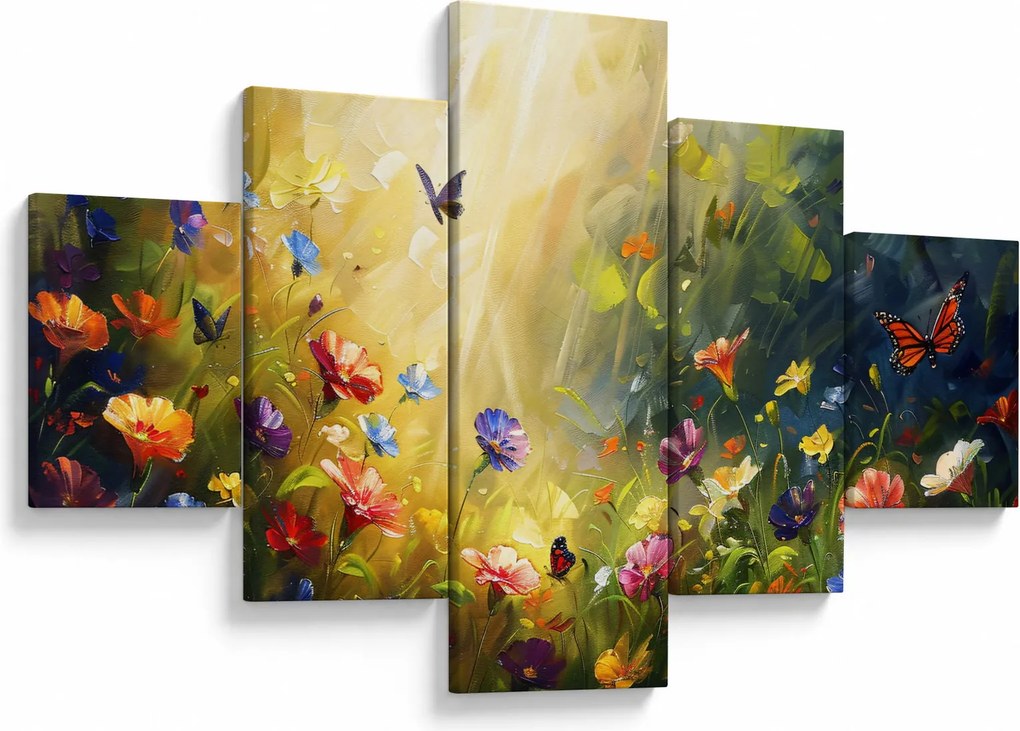 Obraz - Wiosenna łąka kwiatowa, malarstwo (125x70 cm)
