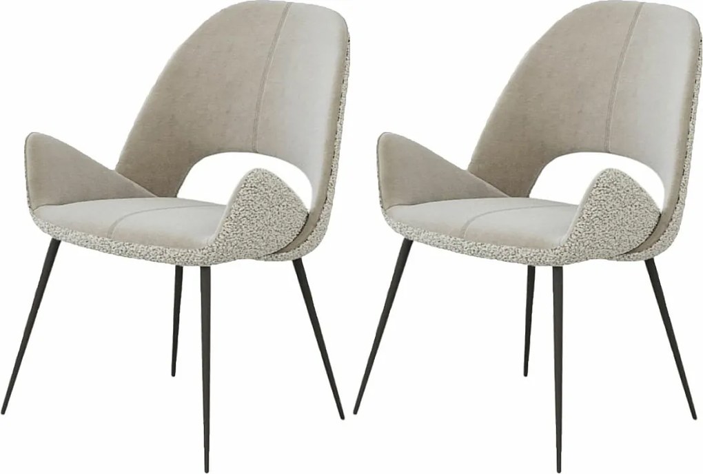 Krzesła do jadalni zestaw 2 szt. - materiał i metal - beż - GREGOR