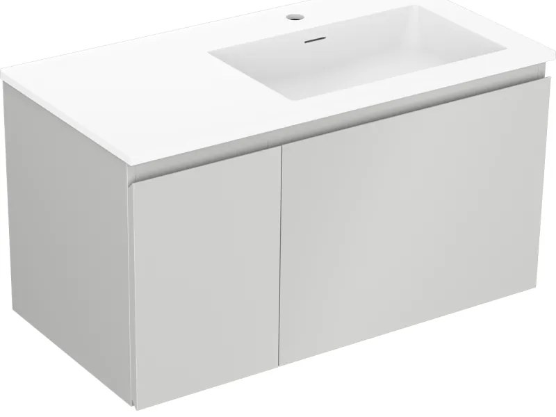 Mexen Orio szafka łazienkowa 90 cm z umywalką Otis prawą, 1S, 1D, szara mat/biała mat - 91A13-09047-3-BBFF62-W18P01