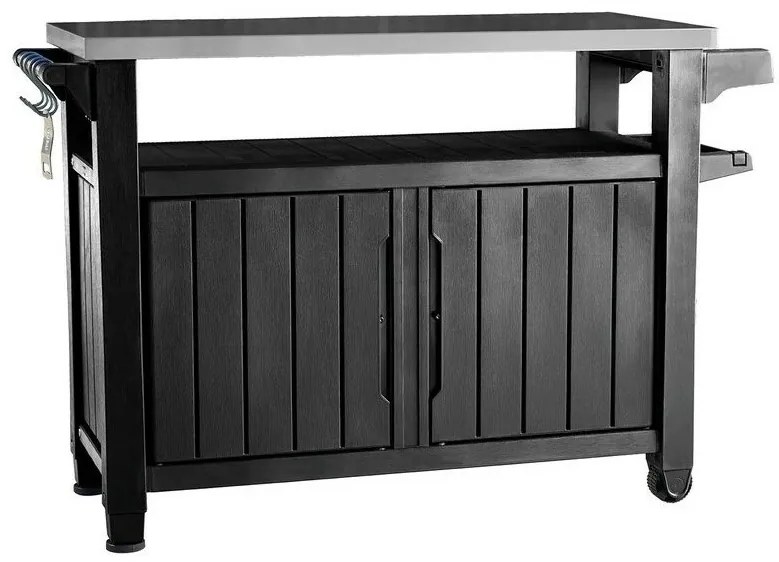 Keter Wielofunkcyjny stół ogrodowy do grilla UNITYXL 270l grafitowy, 134 x 52 x 90 cm