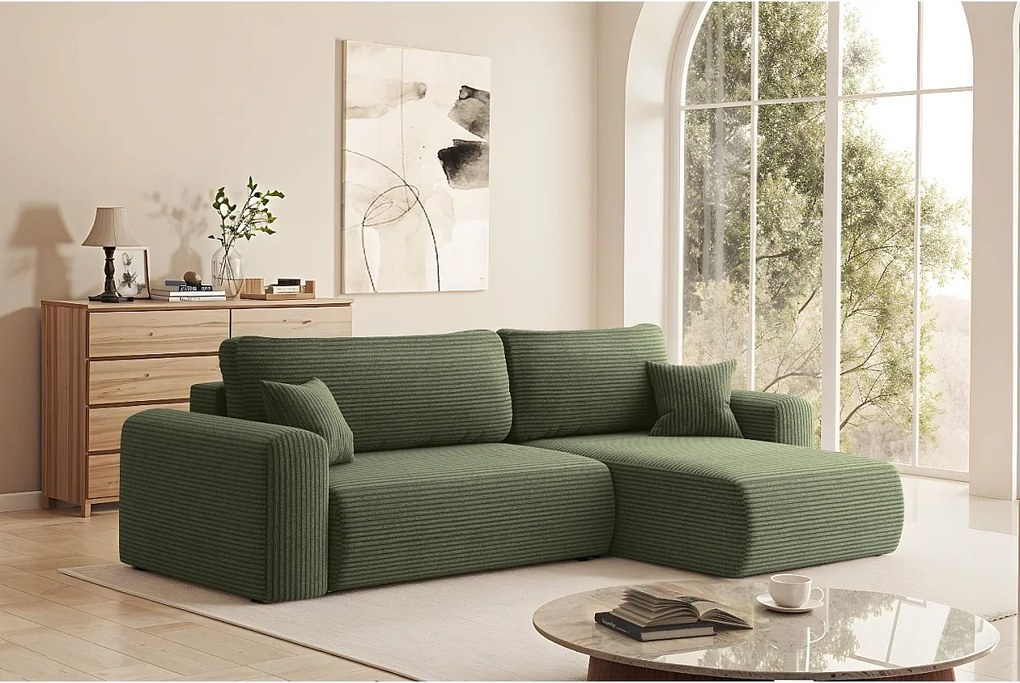 Uniwersalny narożnik z funkcją spania, do salonu, CAPRI L, jasnozielony