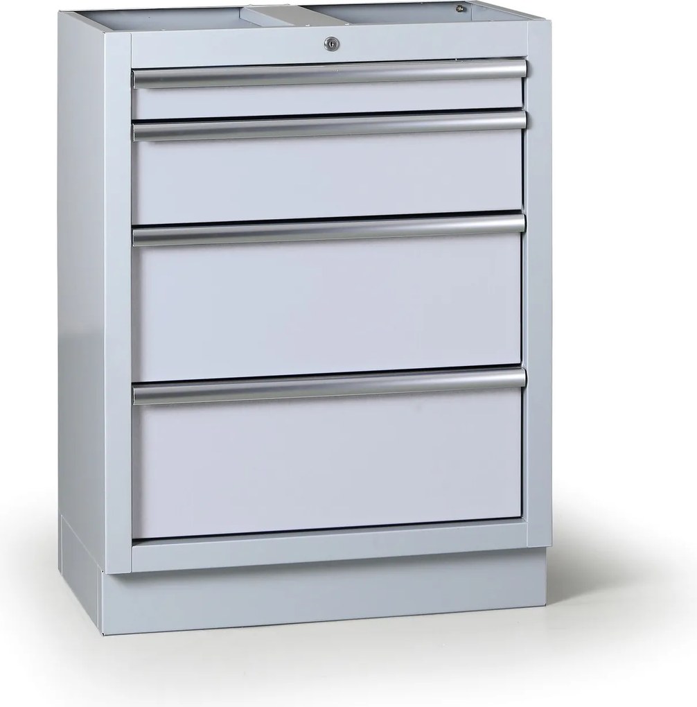 Szafka warsztatowa do blatu G2, 4 szuflady, 680 x 455 x 910 mm, szary