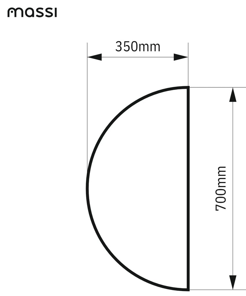 Lustro półokrągłe wiszące bezramowe oszlifowane MOON HALF |Różne rozmiary | Różne kolory szkła : Kolor tafli szkła - Srebrny, Rozmiar - 70 x 35 cm