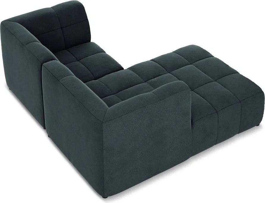 Niebieski aksamitny narożnik (lewostronny/z szezlongiem) Aloha – Makamii