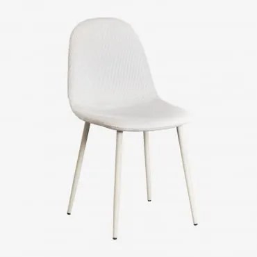 Zestaw 4 Krzeseł Jadalnianych Glamm Kremowa & Sztruksu Beżowy Len & Pana - Sklum