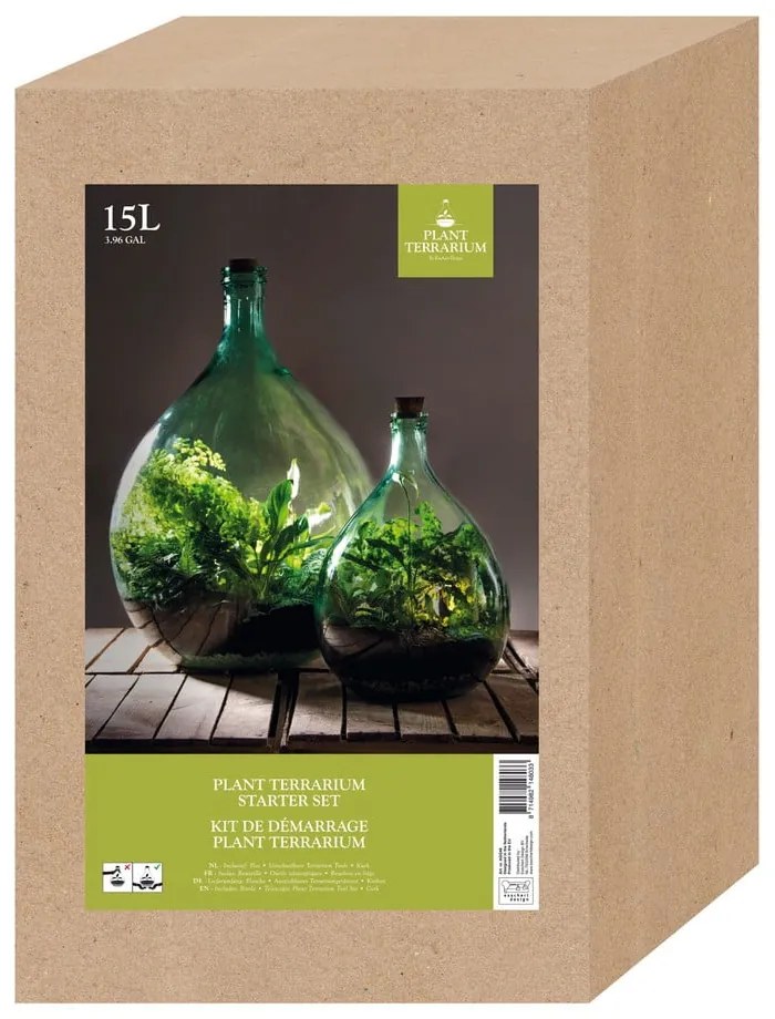 Szklane terrarium z narzędziami do uprawy roślin Esschert Design, 15 l
