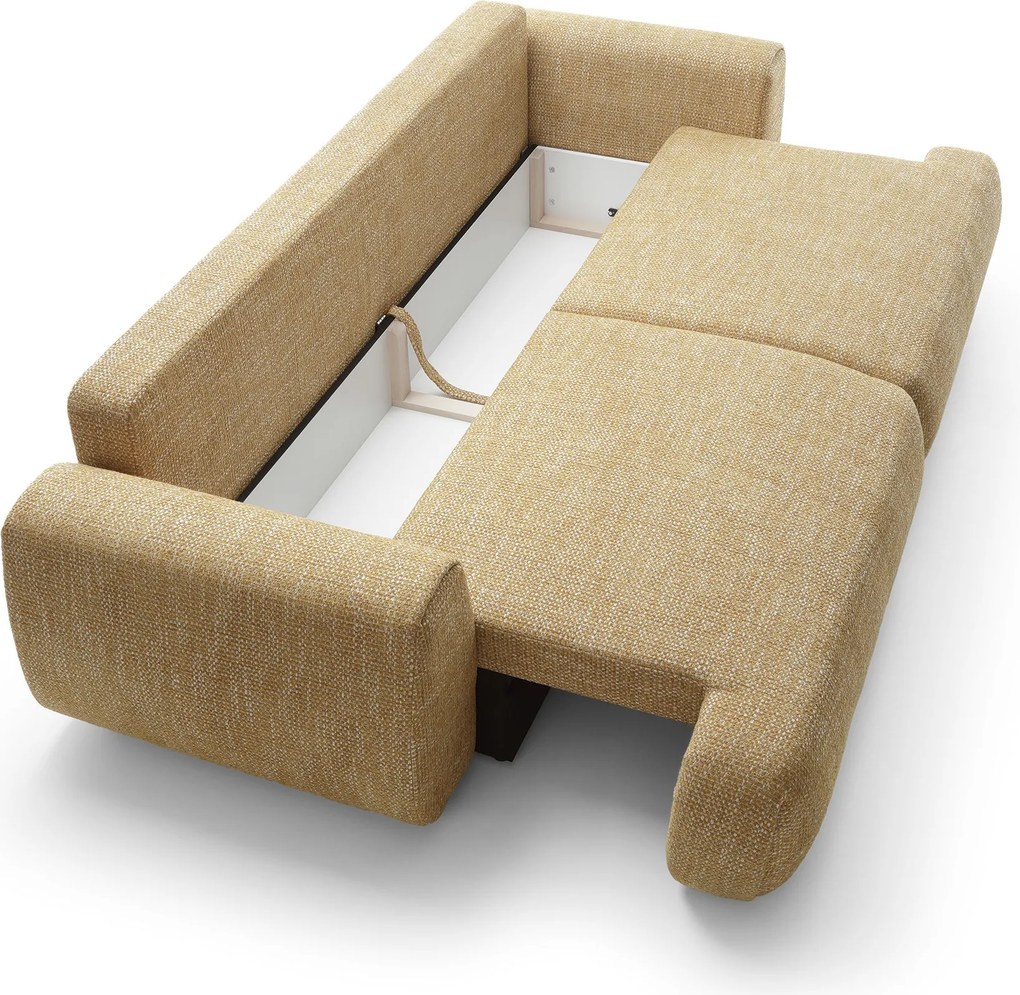 Masseno Sofa ZEST z funkcją spania i pojemnikiem na pościel, Rozkładana sofa - Żółty, SILENCIO 53