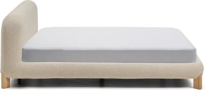 Beżowe tapicerowane łóżko dwuosobowe bez stelaża 180x200 cm Odina – Kave Home
