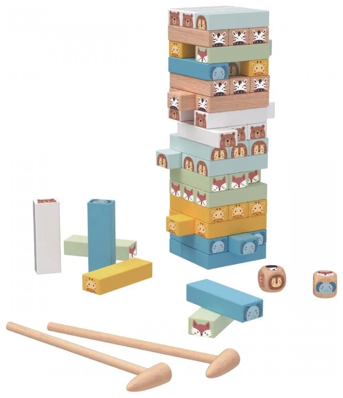 Tooky toy gra zręcznościowa "chwiejąca się wieża" zwierzęta 82 el.