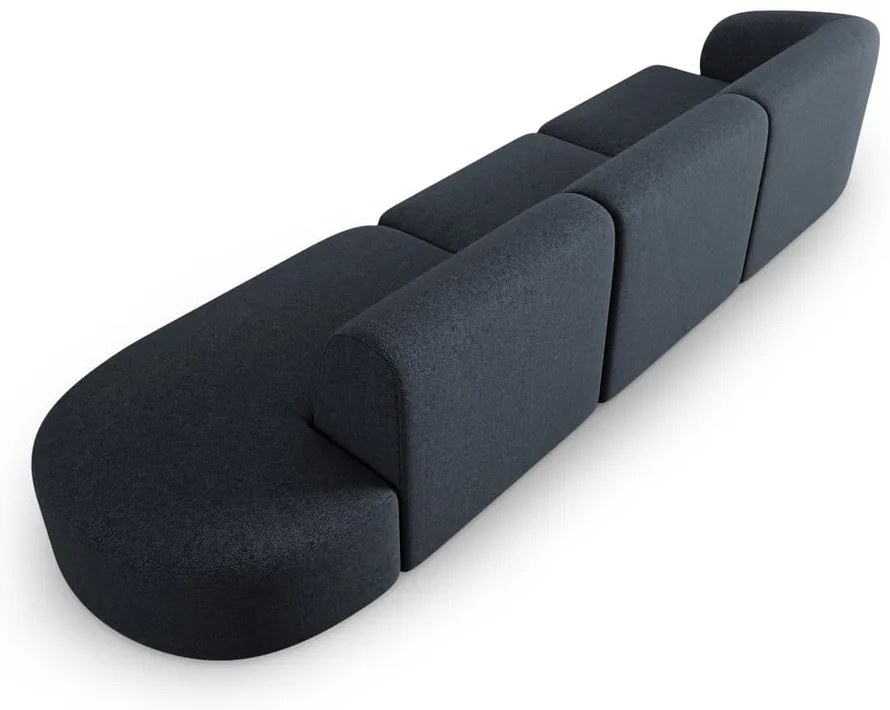Niebieska sofa z tkaniny szenilowej lewostronna 311 cm Paolo – Milo Casa