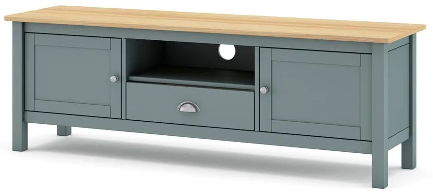 Szarozielona szafka pod TV z litego drewna sosnowego 158x53x40 cm Misti – Marckeric