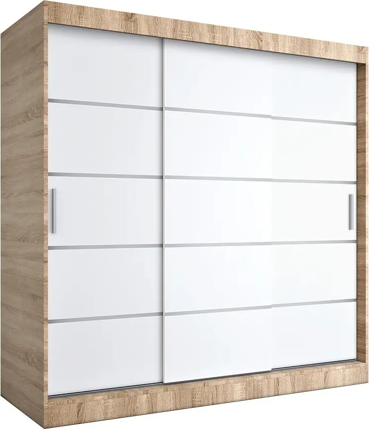 Szafa przesuwna dąb sonoma + biały 200 cm L5-P40