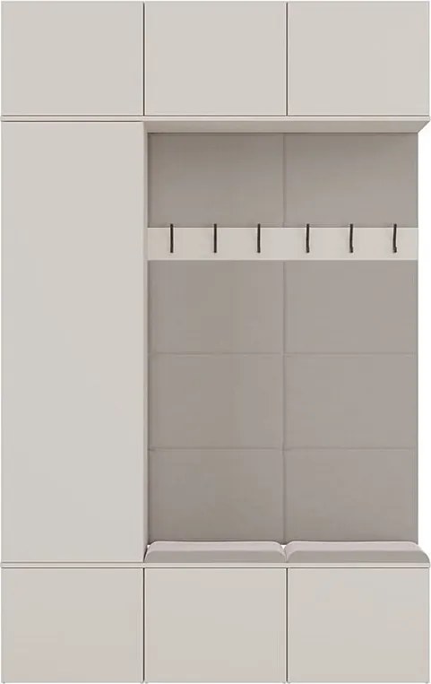 Garderoba HAGA III | 150x35x238 cm | Kaszmir |  Szafa + Wieszakami + Szafki