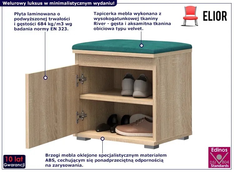 Minimalistyczna Szafka Na Buty Dąb Sonoma + Zielony P8-L19
