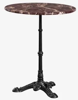Okrągły Stolik Barowy Ø60cm Z Naturalnego Kamienia Azteca Czerwony Marmur Cherry Gold - Czarny - Sklum