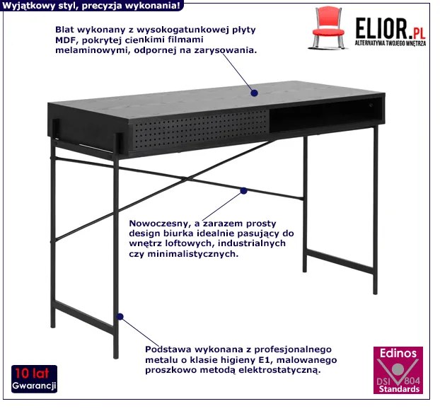 Czarne loftowe biurko - Lever