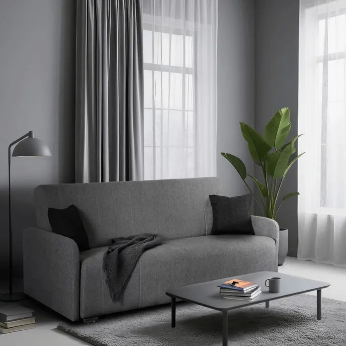 Sofa z Funkcją Spania ASPEN Wersalka Rozkładana Dwuosobowa Szara Nowoczesna do Salonu