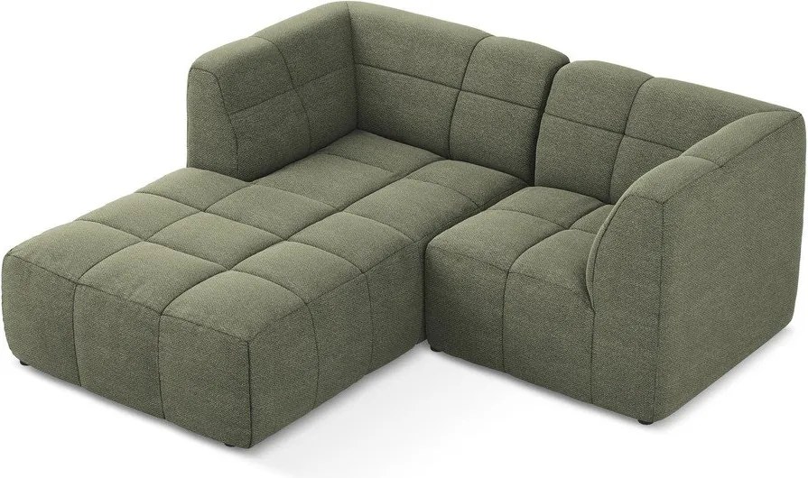 Zielony narożnik z materiału bouclé (lewostronny/z szezlongiem) Aloha – Makamii