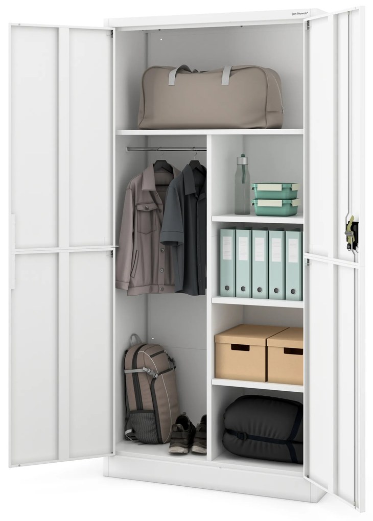 Szafa gospodarcza metalowa DAWID, 900 x 1850 x 400 mm, Smart: biała