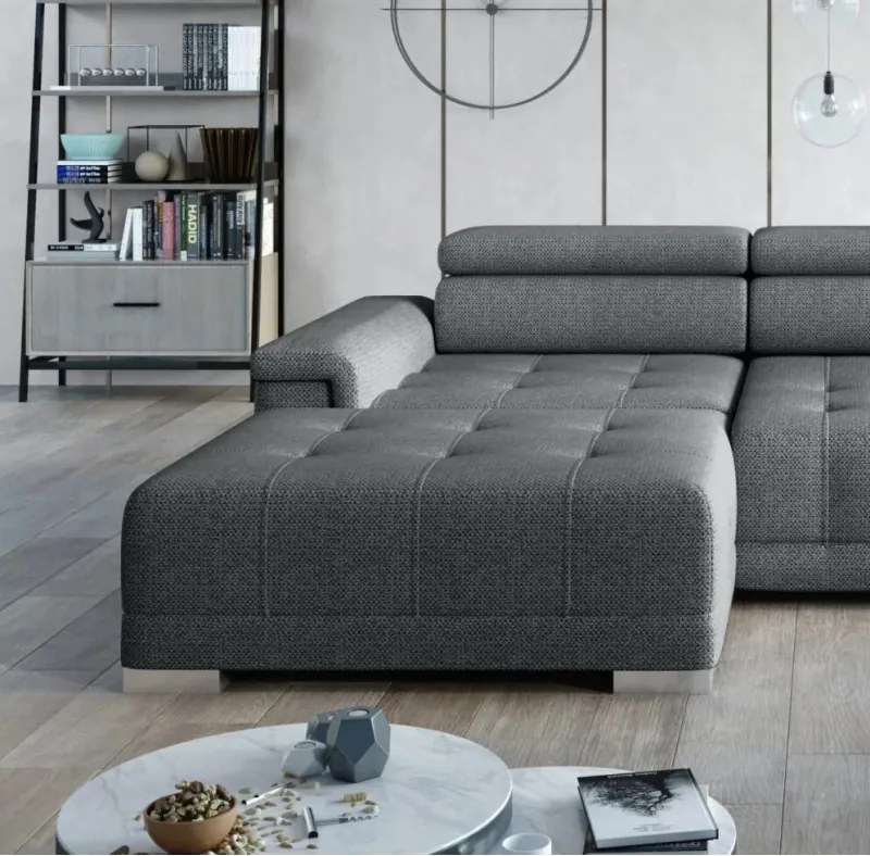 Narożnik CAMPO S z elektryczną regulacją siedziska Lewostronny w tkaninie MEMPHIS 06 WERSAL