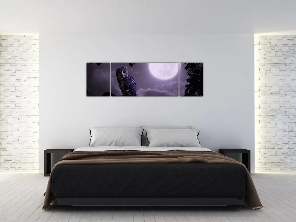 Obraz - Nocna sowa, fioletowy (170x50 cm)