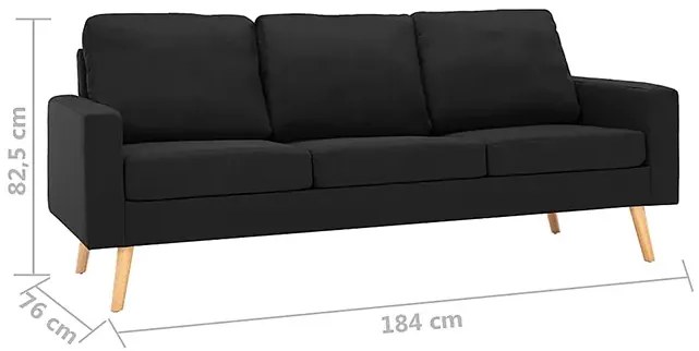 3-osobowa czarna sofa - Muria 3Q