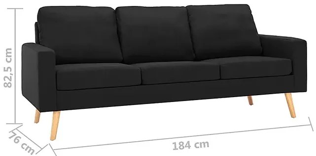 3-osobowa czarna sofa W6-Z42
