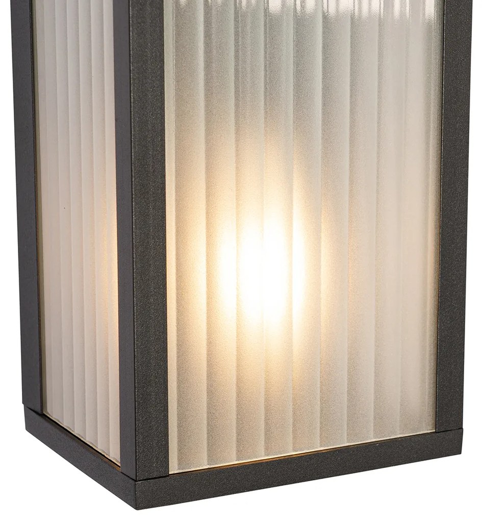 Zewnetrzna Inteligentna lampa ścienna zewnętrzna czarna z żebrowanym szkłem z 2 Wifi A60 - Charlois Nowoczesny Oswietlenie zewnetrzne