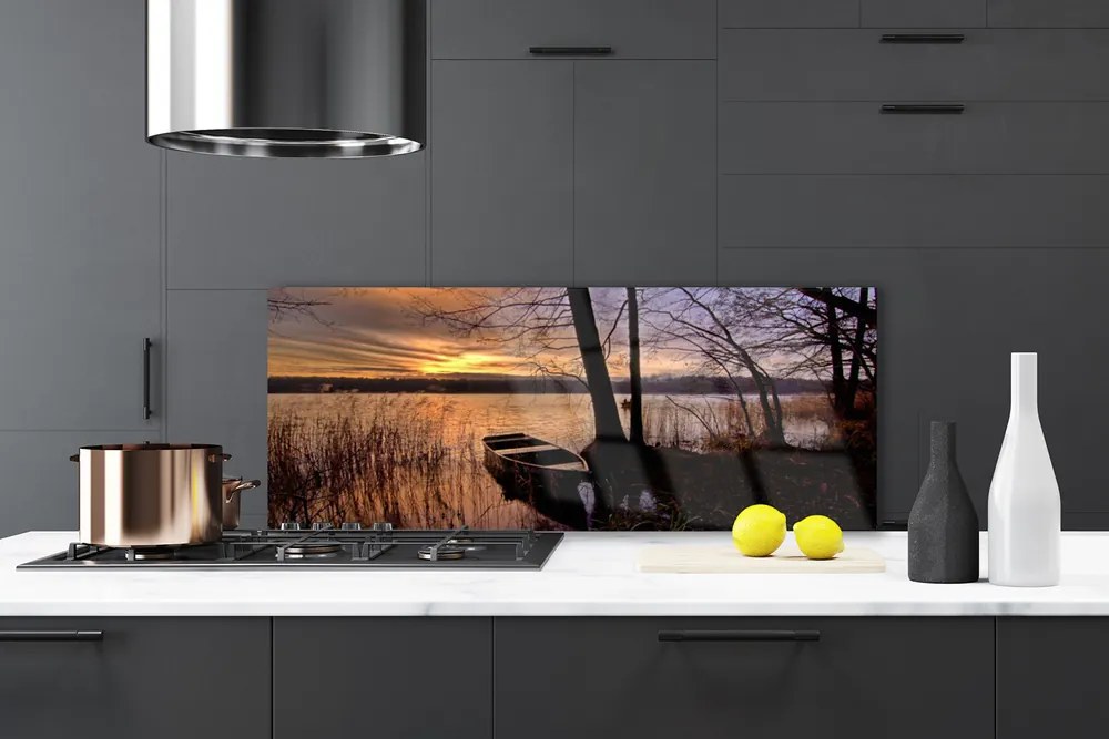 Dekor Szklany do Kuchni Samotna Łódź Pod Żaglami