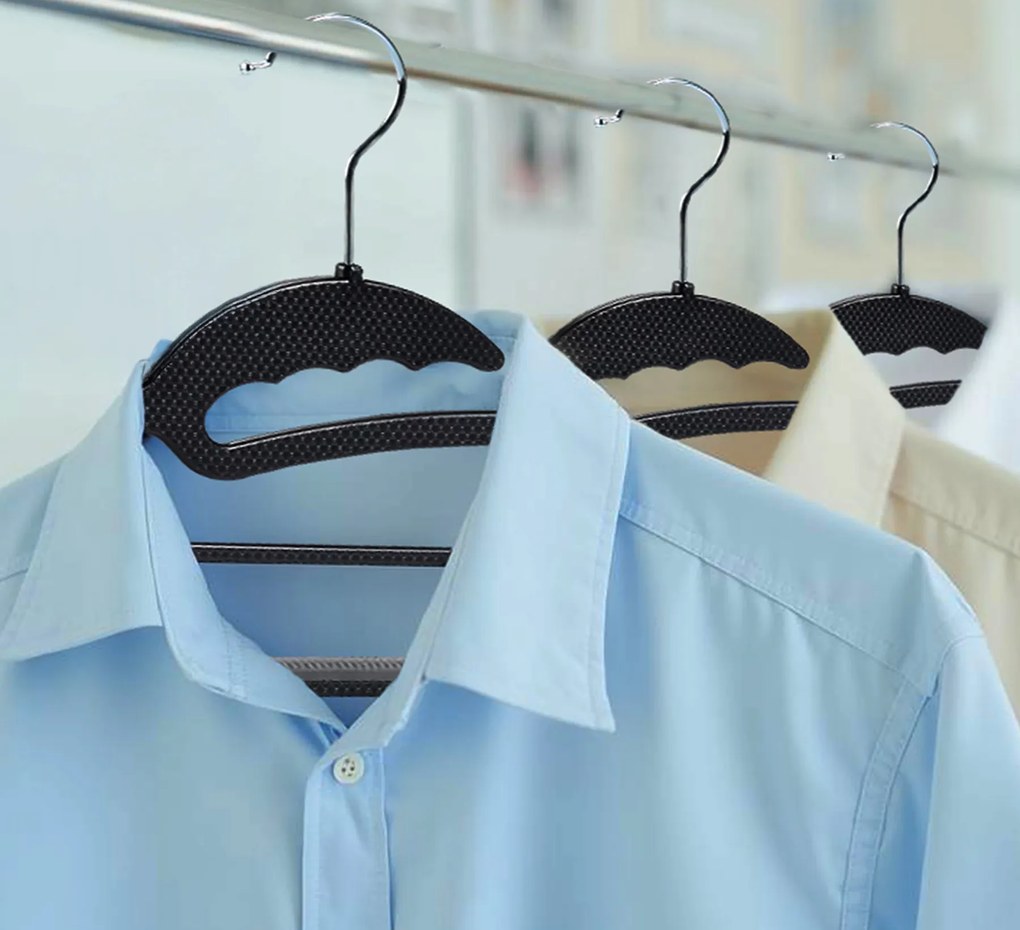 Zestaw wieszaków z antypoślizgową nakładką SOFTY 20 szt. czarno-szare