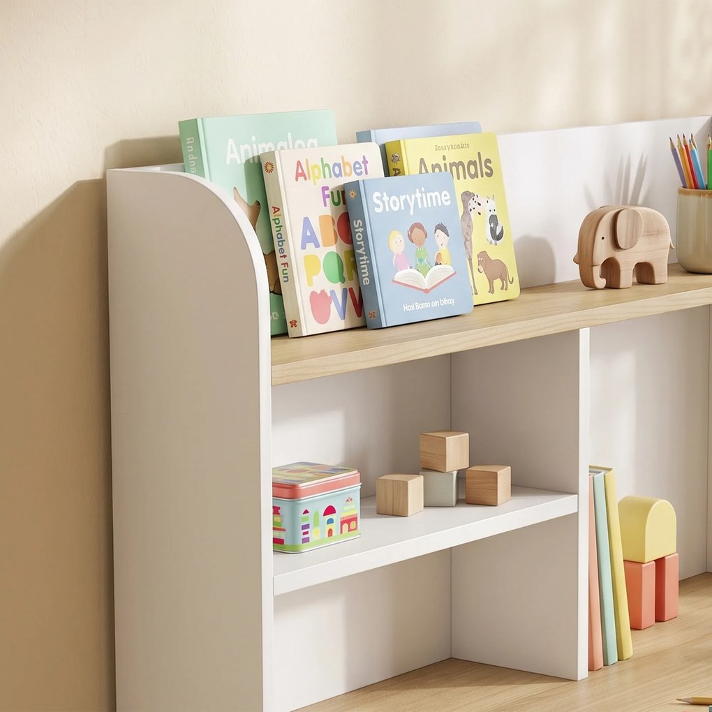 AIYAPLAY Biurko dziecięce Biurko dla dzieci z szufladą Regał na książki Miejsce do przechowywania dla dzieci 3-8 lat, 80 x 50 x 100 cm Biały | Aosom PL
